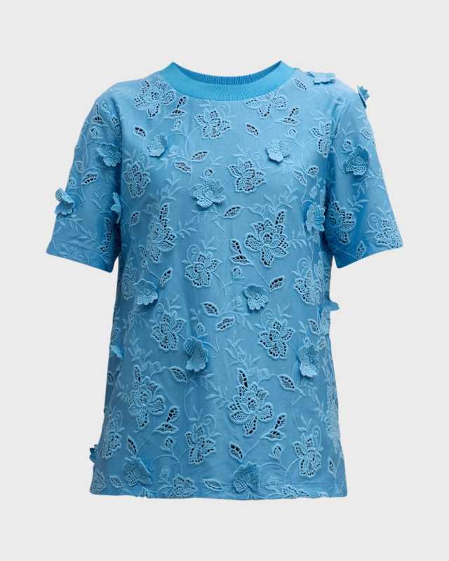 Gardenia Guipure Embroidered T-Shirt